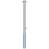 Stainless steel post |  60 mm | removable, self-engaging lockwith hot-dip galvanized ground socket part-no. 460.40approx. 400 mm below ground | with triangular locking mechanism acc. with DIN 3223 | with 2 eyelets